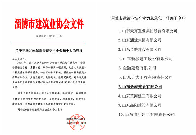 喜报！我公司连续三年蝉联综合实力总承包“十佳”施工企业(图1)